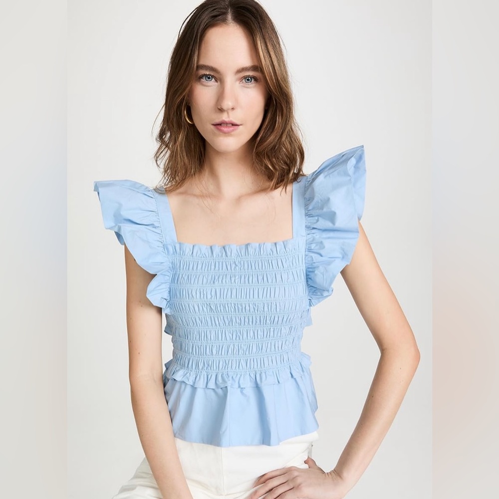 NWOT Sea New York Sleeveless Smocked Top Sky Blue Size XXS